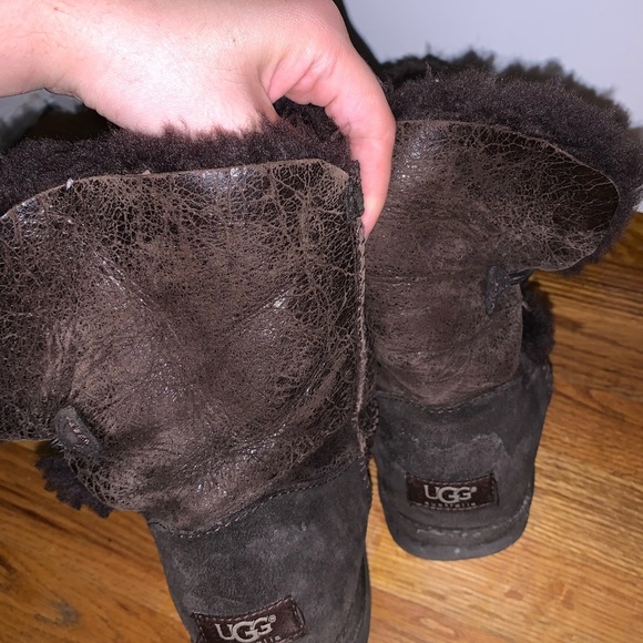 Ugg Bailey Button leather brown Boots 8 - Picture 4 of 6
